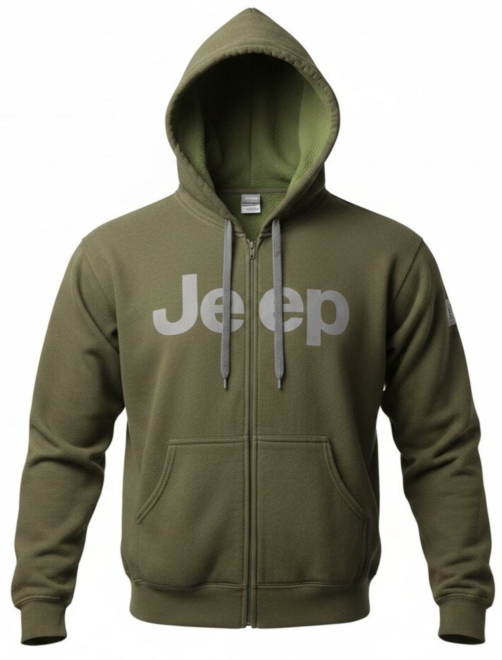 Jeep Gildan Heavy Blend Olive Green Full Zip Hoodie Large